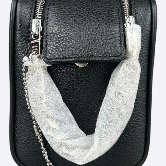 Amiri Black Embossed Logo Leather Dopp Kit